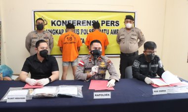 Kapolsek Batu Ampar Gelar Konferensi Pers Ungkap Pelaku Curanmor