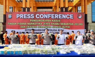 Sejarah Baru Polda Riau Ungkap Kasus Narkoba, Amankan 203 KG Sabu dan 404.491 Butir Ekstasi