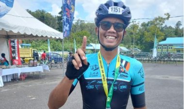 Briptu Almy Hanggara, Atlit Sepeda Polres Bintan Raih Peringkat Pertama Tour De Bintan 2022