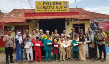 Polsek Batu Aji Adakan Doa Bersama Santri dan Santriwati Panti Asuhan Uswatun Hasanah