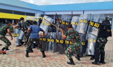 Antisipasi Gangguan Huru Hara, Lanud Hang Nadim Latihan Penanggulangan Huru Hara