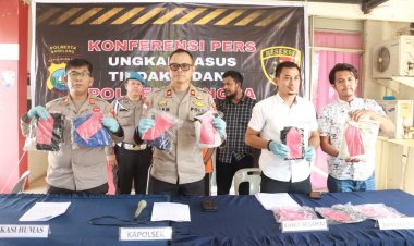 Kapolsek Nongsa Gelar Konferensi Pers Pencabulan dan Persetubuhan Terhadap Anak di Bawah Umur oleh Ayah Tiri