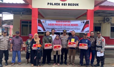 Polsek Sei Beduk Sumbangkan 62 Paket Bansos dalam Bakti Sosial Polri Prresisi