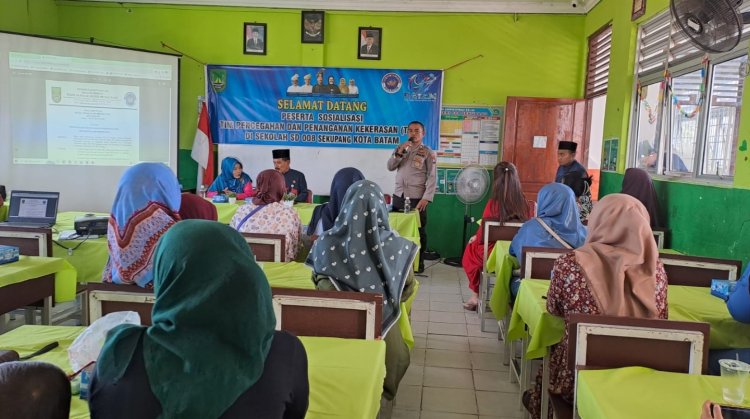 Kanit Binmas Polsek Sekupang menjadi Narasumber Sosialisasi Pencegahan Perundingan di SD Negeri 08 Sekupang