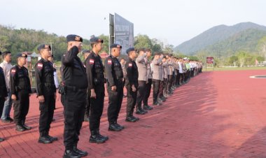 Apel Jam Pimpinan, Kapolres Lingga Sampaikan Kesiapan Pam Pemilu 2024