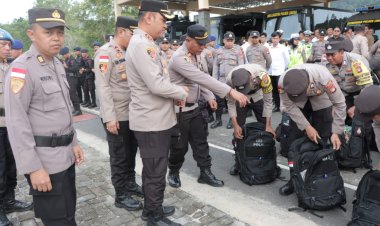 Kapolres Lingga Pimpin Apel Pengecekan Kesiapan Personel Pengamanan TPS Pemilu 2024