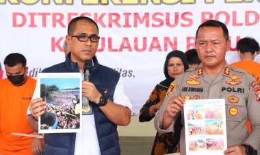 Ditreskrimsus polda kepri berhasil amankan 2 orang tersangka kasus tindak pidana penambangan pasir Ilegal