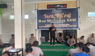 Melalui Peringatan isra’ mi’raj Polres Lingga berupaya meningkatkan Keimanan dan Soliditas guna Mewujudkan Pemilu Damai