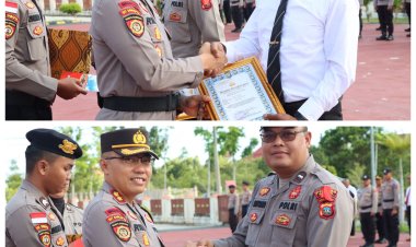 Upacara Hari Kesadaran Nasional, Kapolres Bintan Berikan Penghargaan Kepada Personil Berprestasi