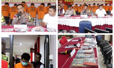 Kapolresta Barelang Gelar Konferensi Pers Ungkap Tersangka Kasus Perjudian Jenis Judi Online Yang Servernya berada di Negara Kamboja