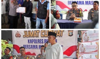 Kapolres Bintan Laksanakan Jumat Curhat Sekaligus Pemberian Paket Sembako Kepada Masyarakat Bintan Timur