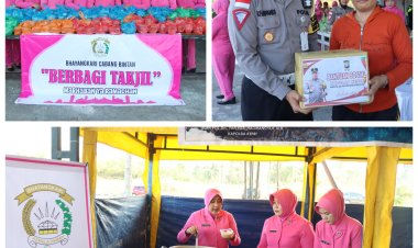 Ketua Bhayangkari Cabang Bintan Turun Ke Jalan Berikan Rakjil dan Sembako Kepada Masyarakat