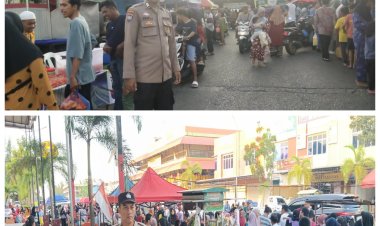 Berikan Rasa Aman dan Nyaman, Polsek Bengkong Laksanakan Pengamanan di Pasar Tumpah Ramadan