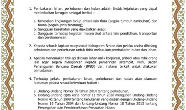 Kapolres Bintan Keluarkan Maklumat Larangan Membakar Hutan dan Lahan