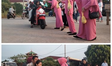 Berbagi Berkah Ramadan, Bhayangkari Ranting Bengkong bersama Kapolsek Bagi 200 Takjil ke Pengguna Jalan