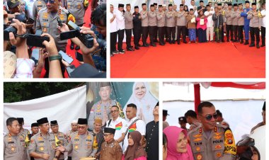 POLDA KEPRI BERBAGI KEBAHAGIAAN DI BULAN SUCI RAMADAN DENGAN MEMBAGIKAN TAKJIL DAN MENGADAKAN PASAR MURAH