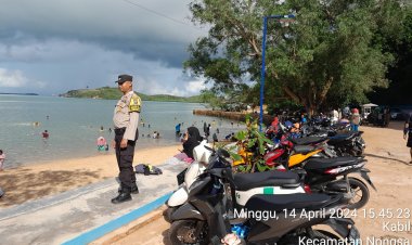 Polsek Sungai Beduk amankan tempat wisata dan tempat tempat keramaian di Wilayah Hukum Polsek Sungai Beduk Selama Libur Lebaran