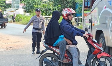 Personil Polsek Sungai Beduk Polresta Barelang Laksanakan Strong Point Pagi antisipasi kemacetan pada pagi hari
