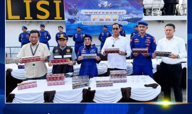 Ditpolair Korpolairud Baharkam Polri Gagalkan Peredaran 6,4 Juta Batang Rokok Ilegal di Pelabuhan Bandar Bakau Jaya