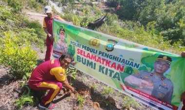 Polsek Sekupang Laksanakan Kegiatan Penanaman Ratusan Bibit Pohon Di Bukit Beliung Tanjung Riau