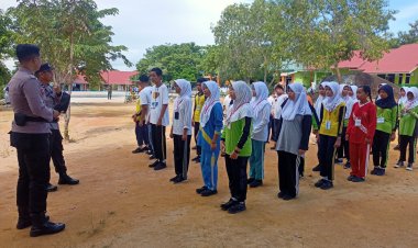 MPLS Siswa baru, Satbinmas Polres Karimun Melaksanakan Pelatihan Baris-Berbaris