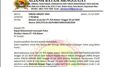 Harga Mati Tolak Kenaikan Tarif Listrik di Kota Batam, ABM Siap Demo Hingga Dibatalkan