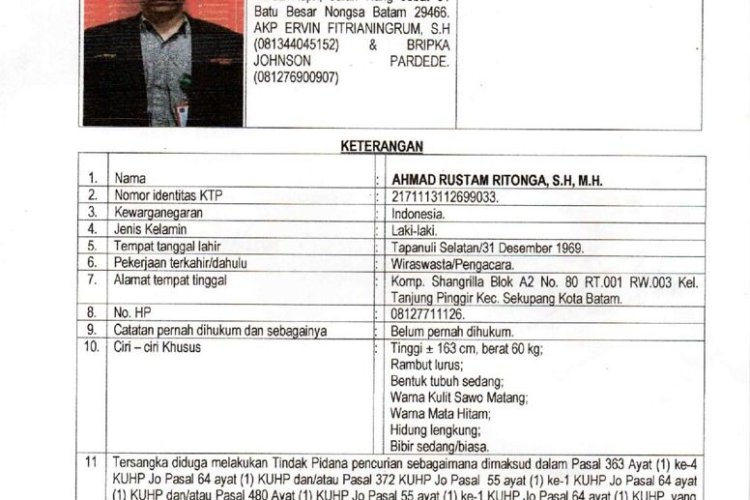 DITRESKRIMUM Polda Kepri Terbitkan DPO untuk Ahmad Ritonga atas Dugaan ...
