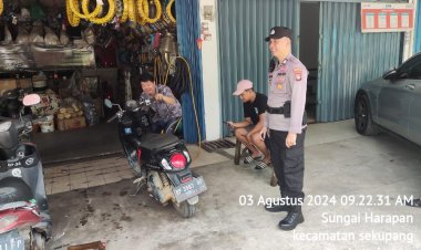 Sambangi Bengkel Motor, Batara Biru Polsek Sekupang Himbau Pengendara Jangan Gunakan Knalpot Brong