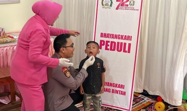 Peringatan HKGB ke-72, Bhayangkari Cabang Bintan Bagikan Vitamin A Kepada Balita