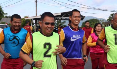 Personel Polres Bintan Lakukan Tes Kesampataan Jasmani Semester 2 Tahun 2024.