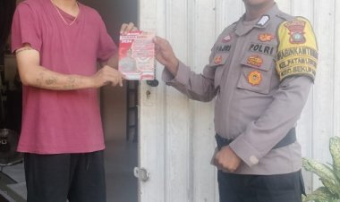 Bhabinkamtibmas Patam Lestari Gelar Kegiatan Pembagian Brosur Himbauan Kamtibmas untuk Pilkada Damai