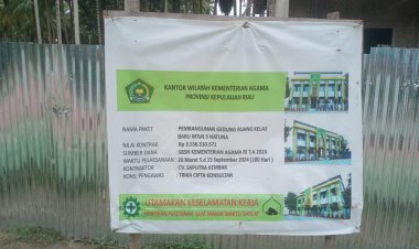 Proyek Pembangunan Ruang Kelas Baru di MTsN 3 Midai Terlambat Akibat Sulitnya Transportasi Bahan Material