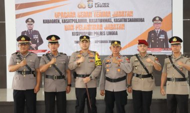 Kapolres Lingga Pimpin Upacara Sertijab dan Pelantikan Pejabat Utama Polres Lingga
