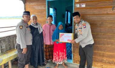 Polres Lingga Bagikan Puluhan Paket Sembako, Berbagi Itu Indah