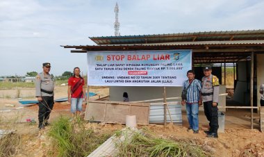 Kapolsek Sagulung Pasang Spanduk Himbauan Stop Balap Liar