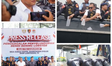 Dirkrimsus Polda Kepri Hadiri Konferensi Pers Penyelundupan 237.305 Benih Lobster Senilai Rp 23,6 Miliar