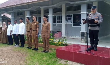 Bripka Yudha P, A. MdP. S. Jadi Pembina Upacara di Sekolah