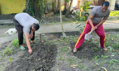 IPTU Hendri Bersama Personel Polsek Senayang Tanam Bibit Jagung di Lahan Ketahanan Pangan seluas 100 m²