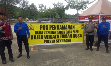 Kapolsek Sekupang Himbau Jaga Kamtibmas dan Resmikan Pos Pengamanan Natal 2024 Tahun Baru 2025 di Taman Rusa Bersama Ditpam BP Batam