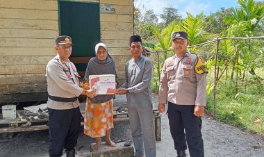 AKP Mayson Syafri kembali Salurkan Paket Sembako Dari Kapolres Lingga Untuk Lansia dan Disabiltas