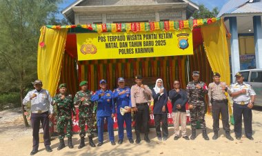 Satpolairud Polres Karimun Bersama Inkait Laksanakan Himbauan Kepada Pengunjung Pantai Ketam