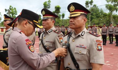 Kapolres Bintan pimpin upacara serah terima jabatan kasat binmas dan kapolsek bintan utara