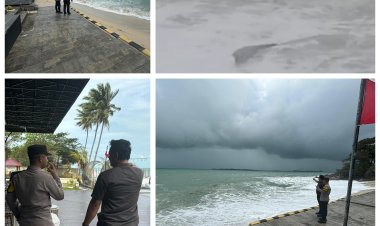 Kemunculan Seekor Buaya, Bhabinkamtibmas Desa Teluk Bakau Berikan Imbauan