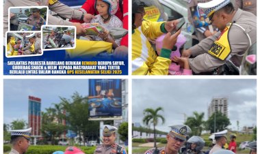 Satlantas Polresta Barelang Gelar Aksi Bagi Helm, Sayuran, dan Goodie Bag dalam Ops Keselamatan Seligi 2025