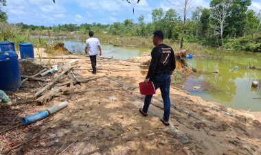 Satreskrim Polres Bintan Lakukan Pemeriksaan Lokasi Tambang Pasir Ilegal di Bintan
