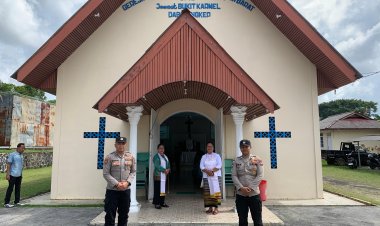 Personel Polres Lingga Laksanakan Pengamanan Ibadah Kenaikan Yesus Kristus Tahun 2025