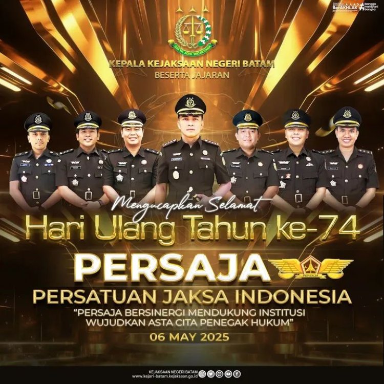 Kejari Batam Ucapkan Selamat HUT ke-74 PERSAJA: Komitmen Tegakkan Hukum dengan Sinergi dan Integritas