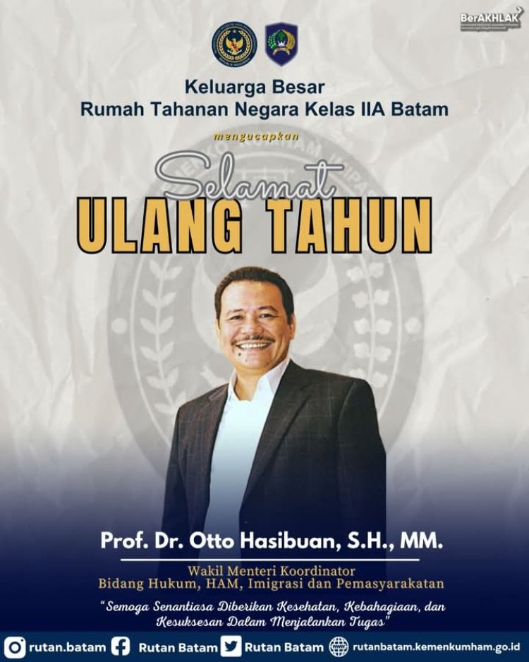 Rutan Kelas IIA Batam Sampaikan Ucapan Selamat Ulang Tahun kepada Prof. Dr. Otto Hasibuan