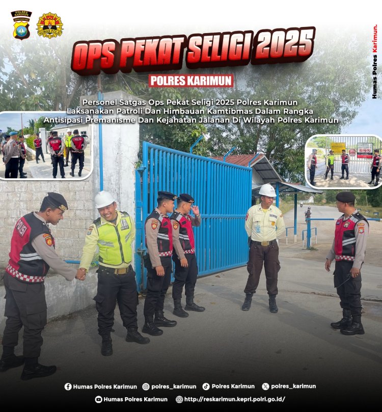 Personel Operasi Pekat Polres Karimun Patroli Dan Beri Himbauan Kamtibmas Antisipasi Pelaku Premanisme Dan Kejahatan Jalanan