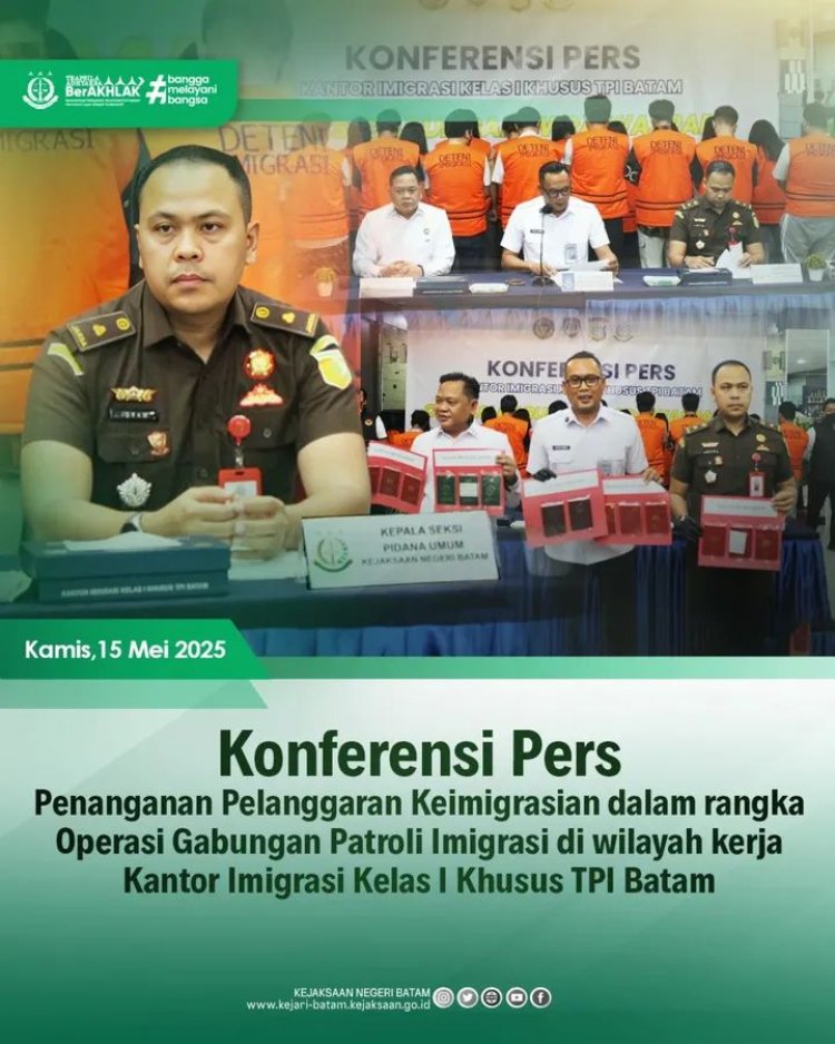 Konferensi Pers Penanganan Pelanggaran Keimigrasian Digelar di Kantor Imigrasi Batam